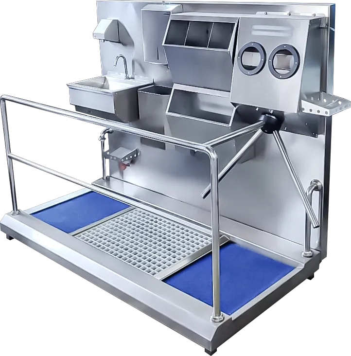 Hygiene access unit with a sink, installed on site