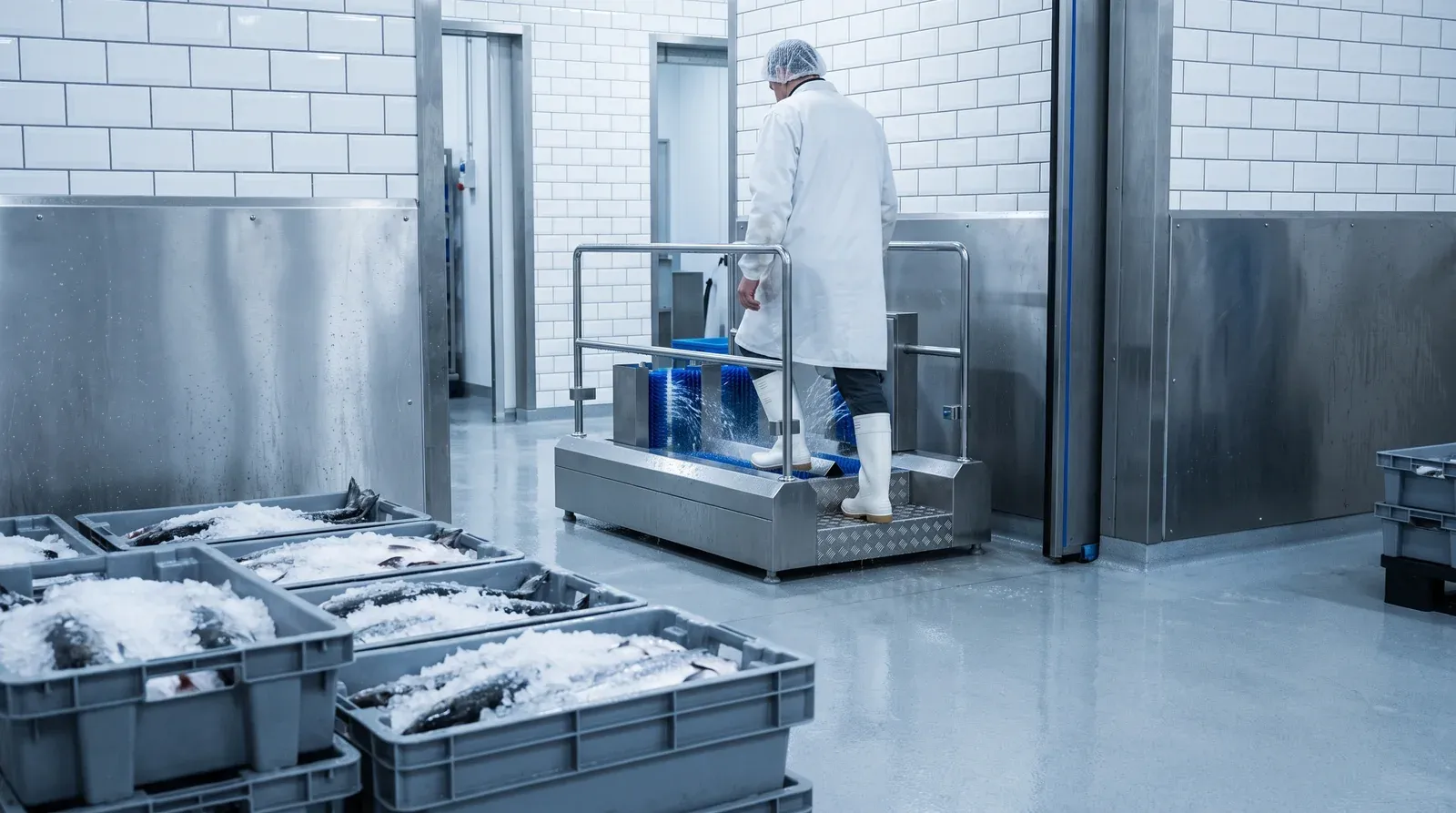 Seafood plant hygiene transit