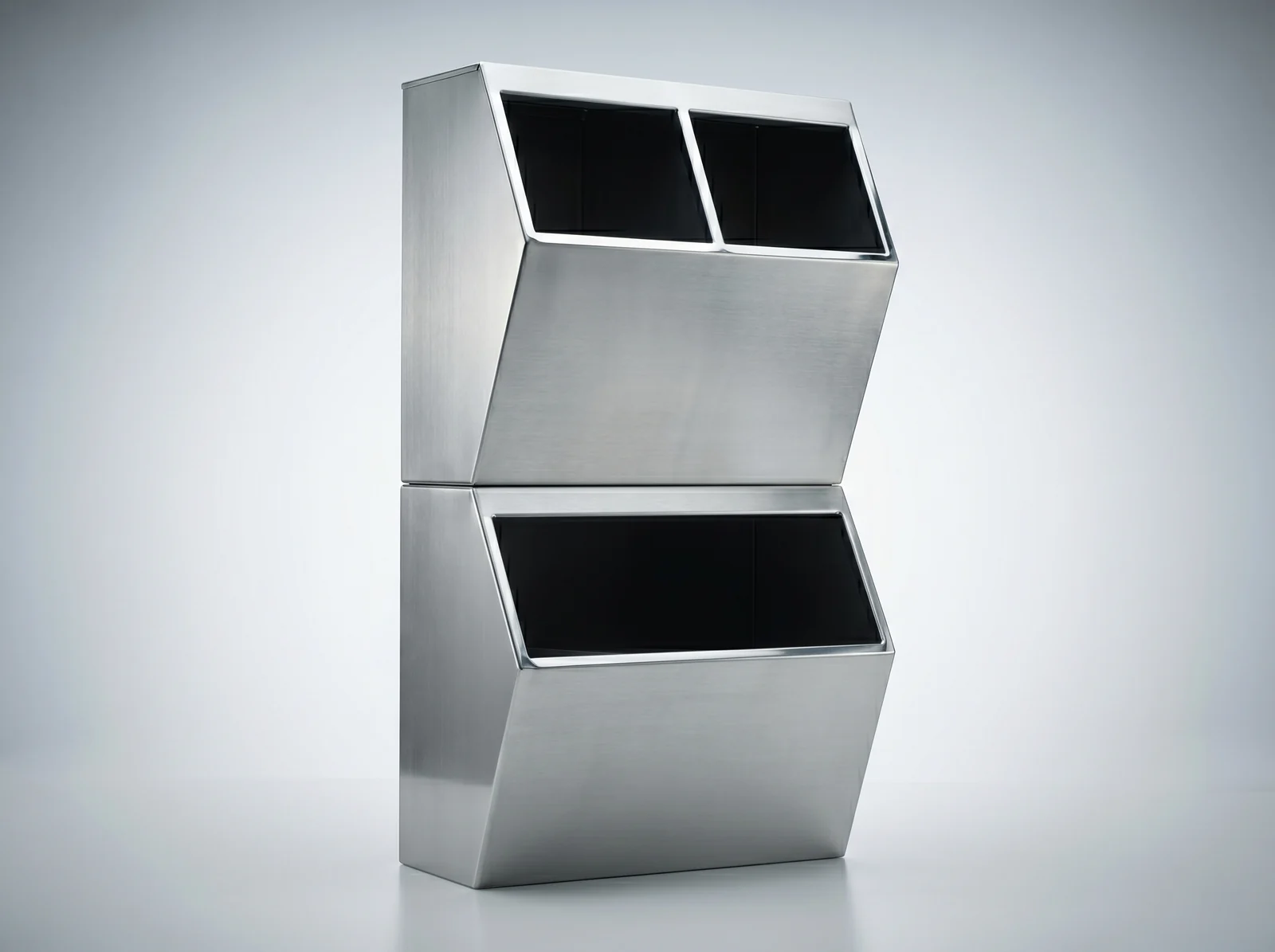 BM Set stainless steel PPE station with two upper compartments and one lower compartment