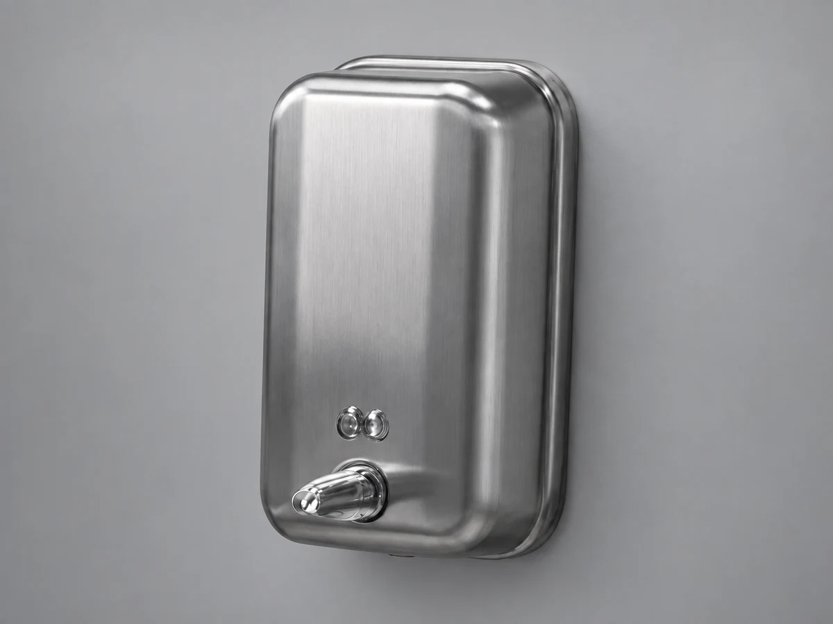 A manual stainless steel liquid soap dispenser with a push lever for HGE-M