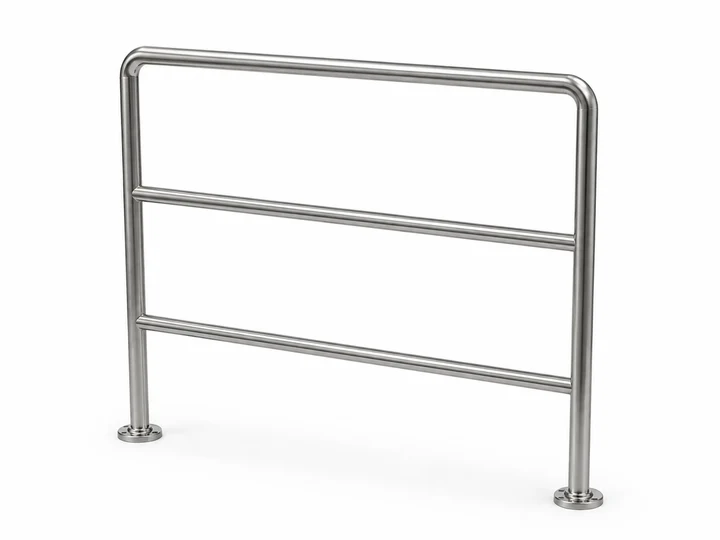 Upper and middle horizontal bars of the HGE-M stainless steel handrail