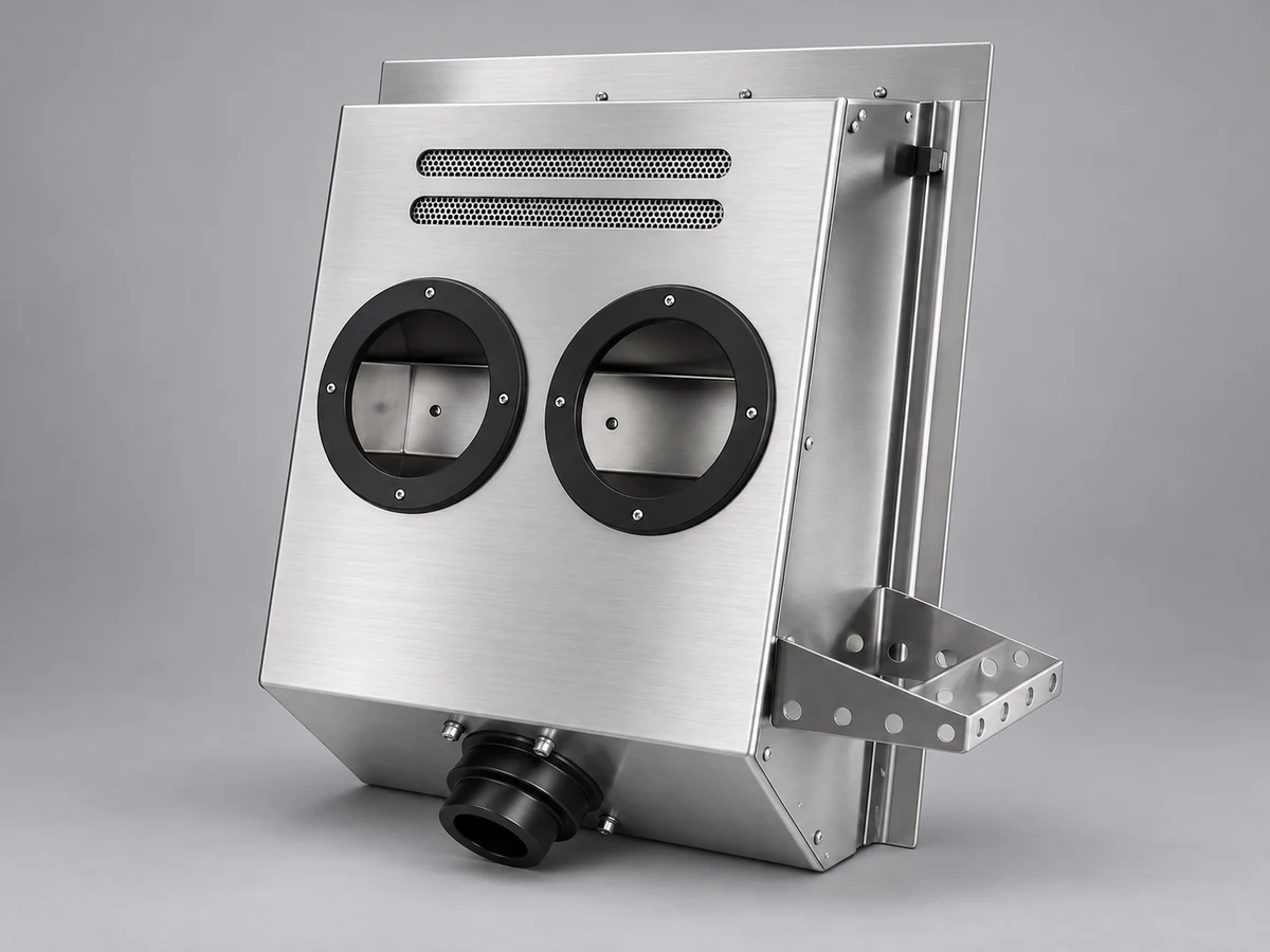 The HGE-S dual-hand disinfection unit and its side bottle holder