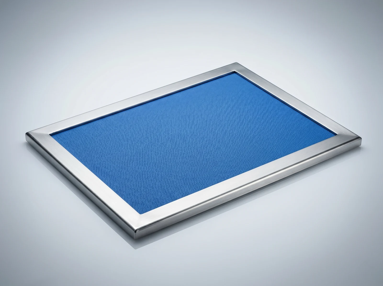 Blue surface and stainless steel frame of the HP disinfectant hygiene mat