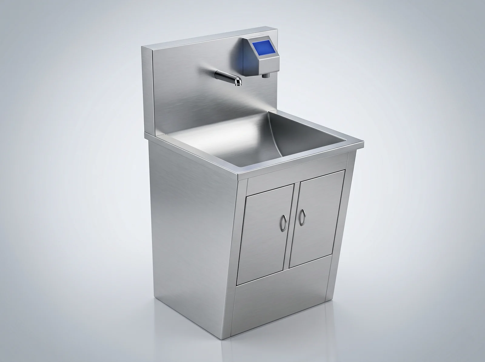 LVS-L1 single-station sensor-operated stainless steel industrial handwashing sink with a base cabinet