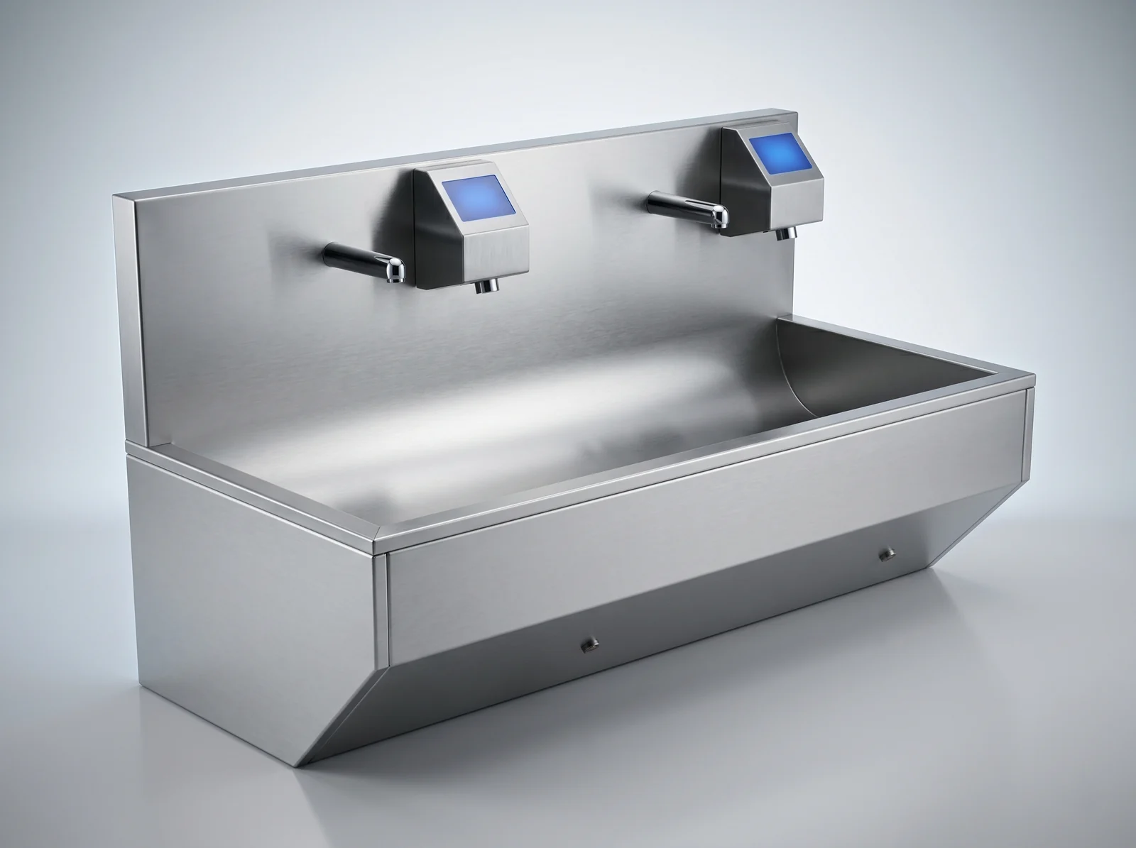 LVS-S2 two-station wall-mounted sensor-operated stainless steel industrial handwashing sink