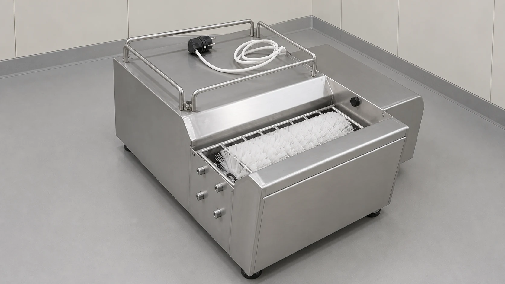 Three-quarter view of the YOB-1 boot and sole cleaning machine