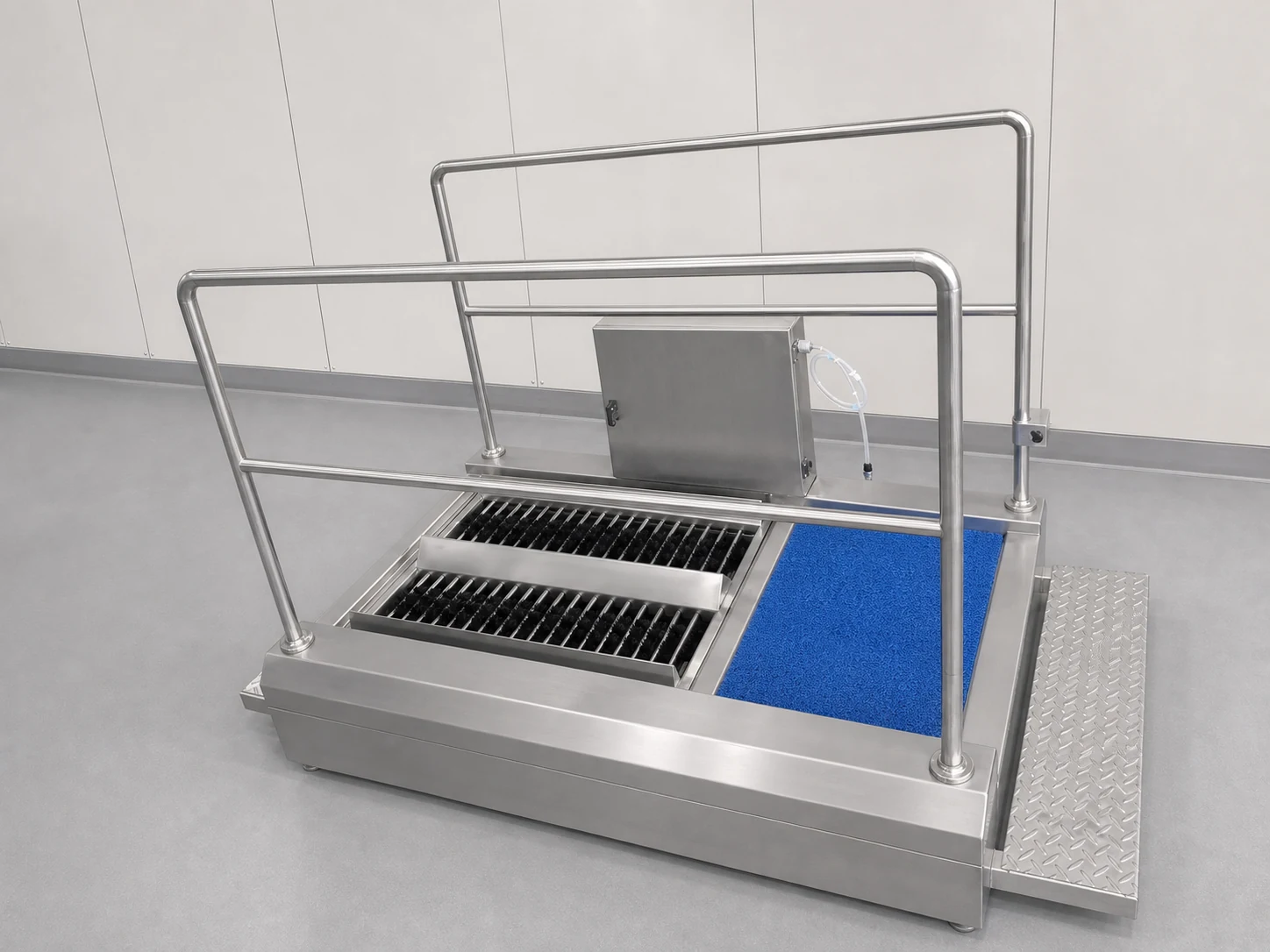View of the YSB-2 sole cleaning machine from the brush and mat side
